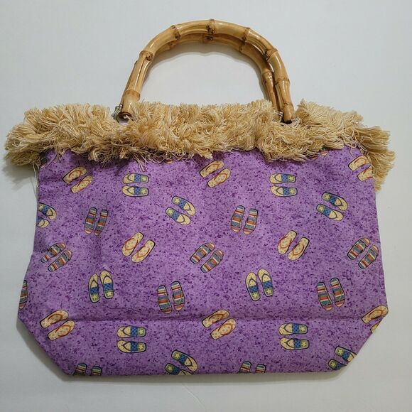 One of a Kind Designs Beach Purse Bamboo Handle - Picture 6 of 10